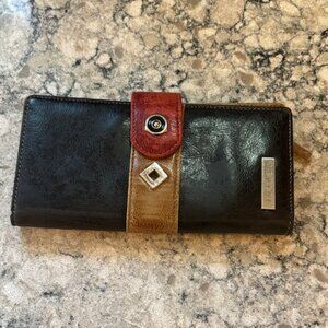 Vintage Joanell Blacktanand red Leather Wallet